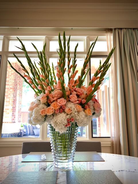 Peach Rose White Hydrangea Arrangement